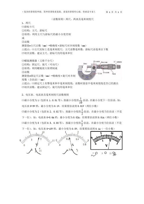 (读数原则)两尺、两表及毫米刻度尺