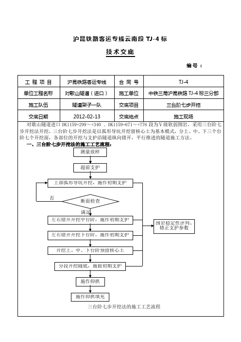 Ⅴ级围岩三台阶七步开挖技术交底 - 2级