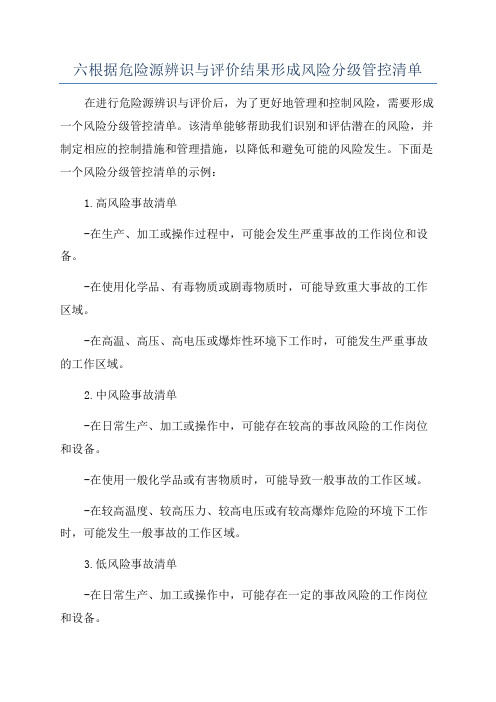 六根据危险源辨识与评价结果形成风险分级管控清单