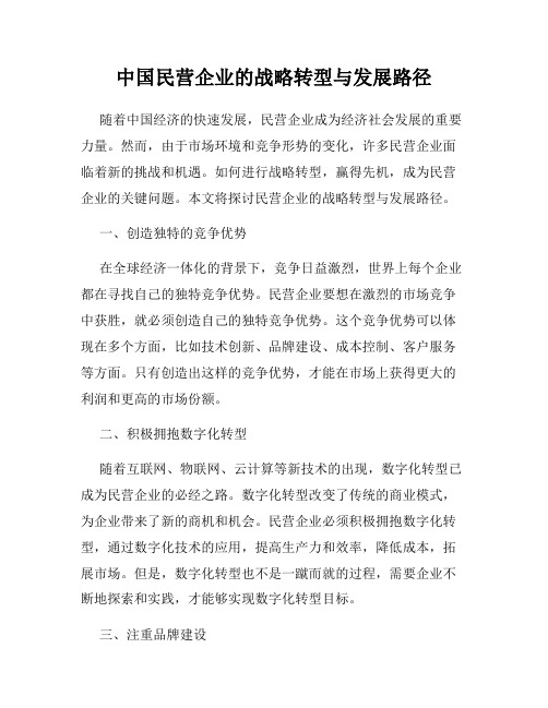 中国民营企业的战略转型与发展路径