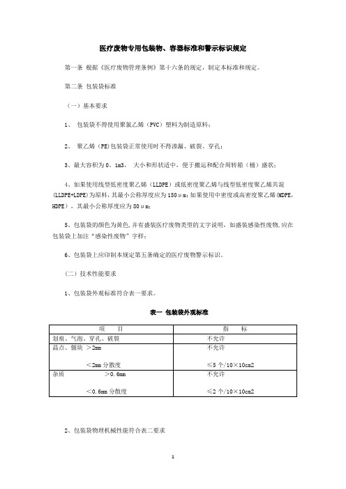 医疗废物专用包装物、容器标准和警示标识规定