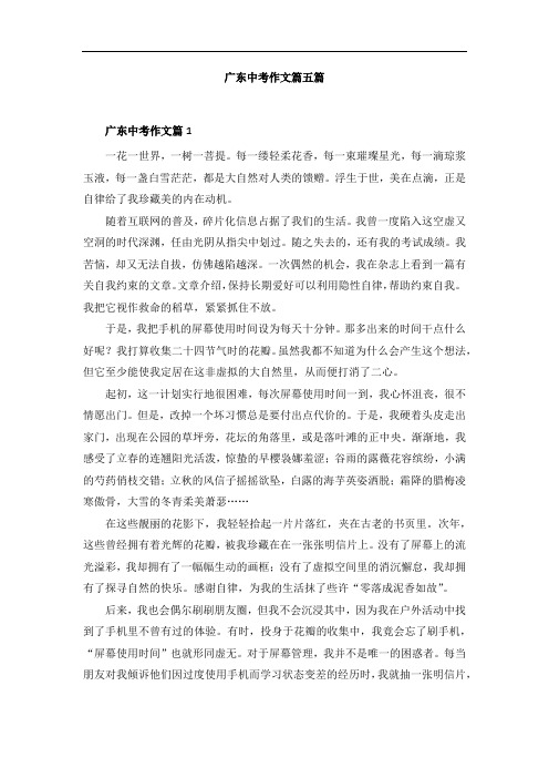 广东中考作文篇五篇