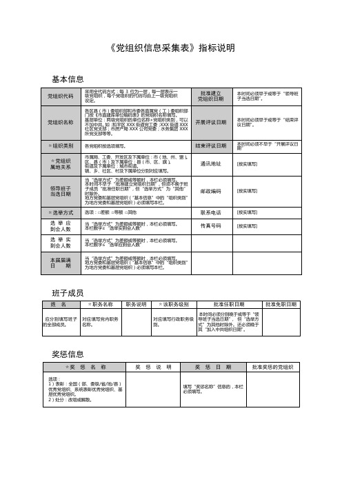 党组织信息采集表指标说明