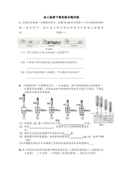 初二物理下册物理实验专题训练(含答案)