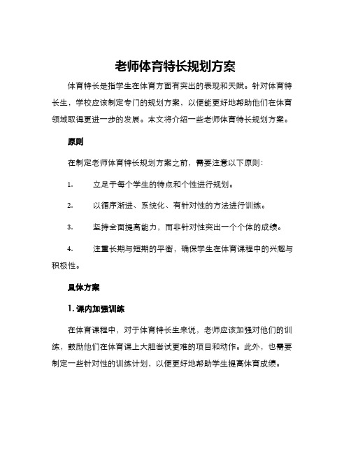 老师体育特长规划方案