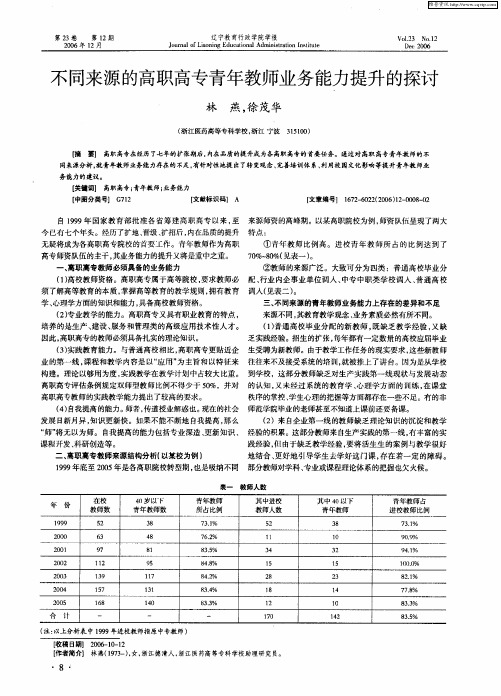 不同来源的高职高专青年教师业务能力提升的探讨