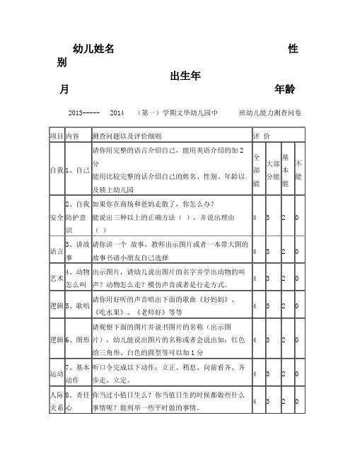 文华幼儿园期末侧查表以及总结(6)