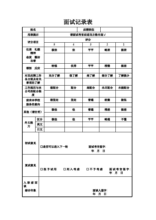 面试记录表