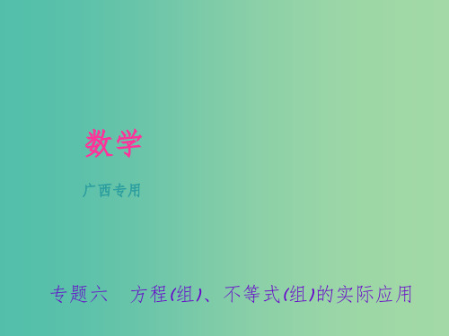 中考数学总复习 第二篇 专题聚焦 专题六 方程(组)、不等式(组)的实际应用课件