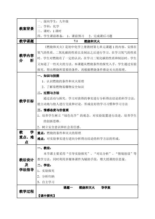 7.1  燃烧和灭火