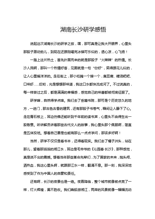 湖南长沙研学感悟800字