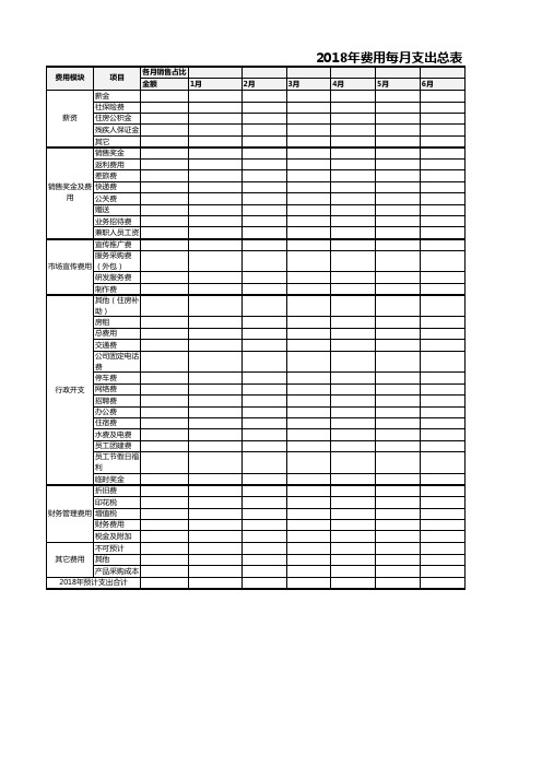 公司每月支出总表