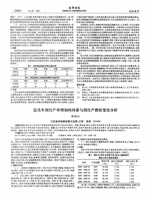 近几年剖宫产率增加的因素与剖宫产指征变化分析