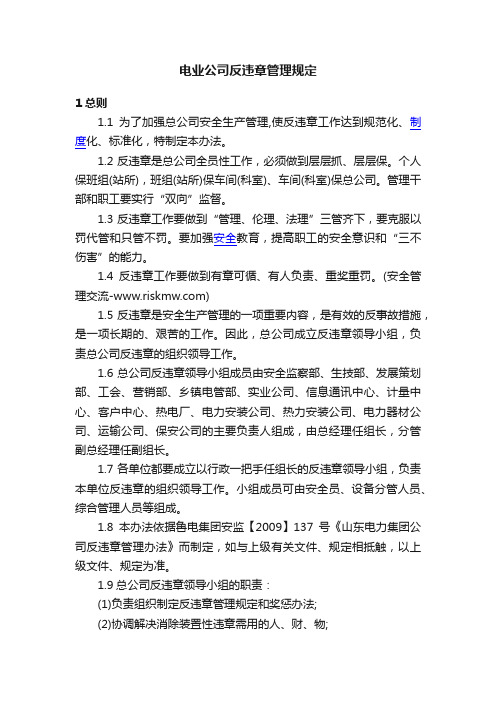 电业公司反违章管理规定