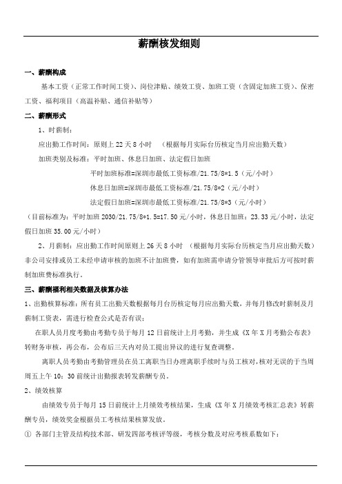 薪酬核发细则