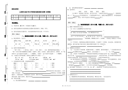 山西省2020年小升初语文综合练习试卷 含答案