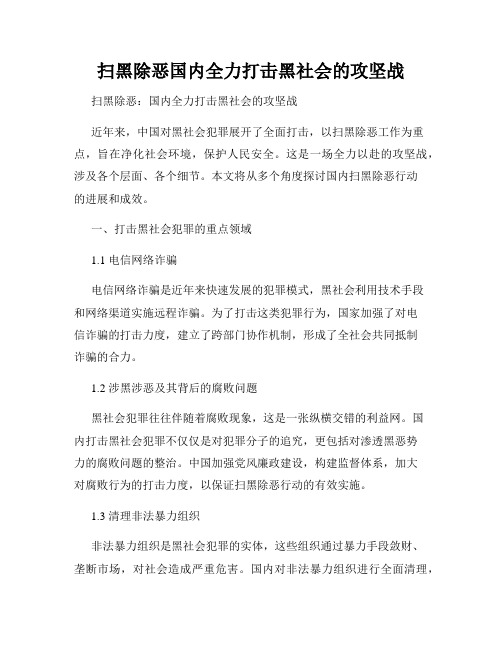 扫黑除恶国内全力打击黑社会的攻坚战