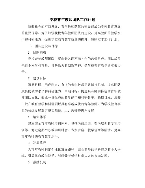 学校青年教师团队工作计划