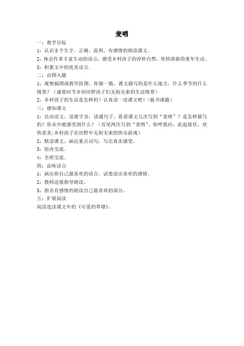 (人教新课标)四年级语文下册教案 麦哨 1