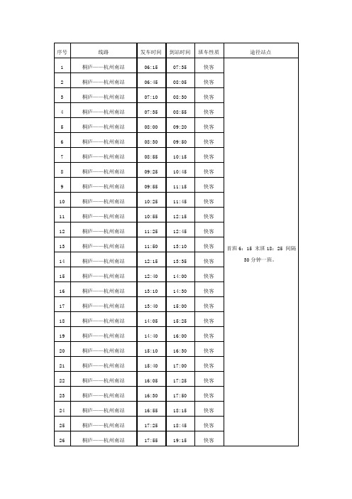 桐庐客运时间表