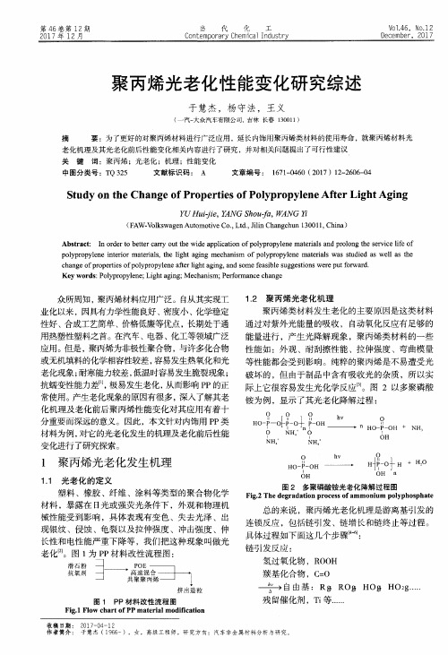 聚丙烯光老化性能变化研究综述