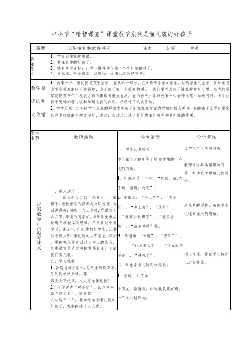 中小学“精智课堂”课堂教学案我是懂礼貌的好孩子