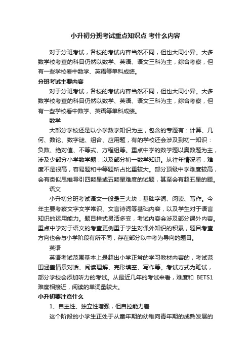 小升初分班考试重点知识点考什么内容