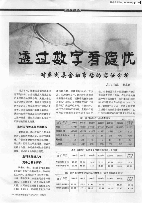 透过数字看隐忧——对监利县金融市场的实证分析