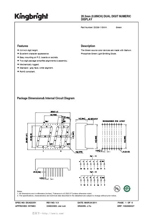 DC08-11GWA, 规格书,Datasheet 资料