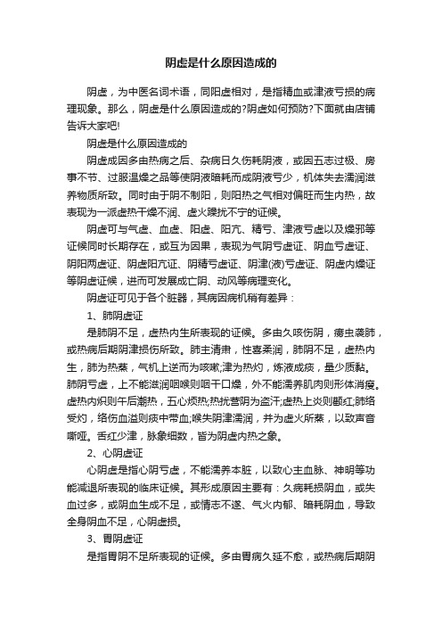 阴虚是什么原因造成的