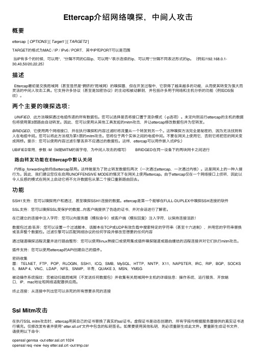 Ettercap介绍网络嗅探，中间人攻击