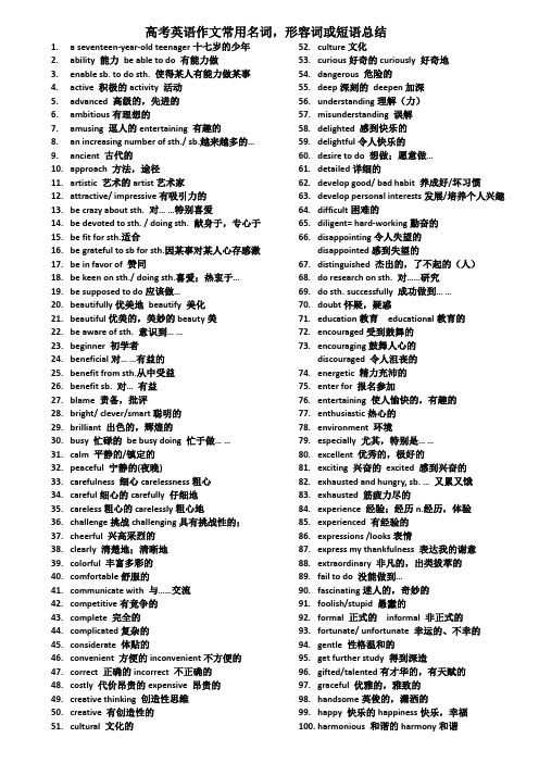 4. 高考英语作文常用200个名词,形容词或短语总结(