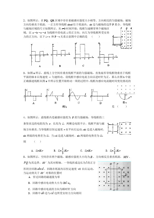 电磁感应线框问题练习