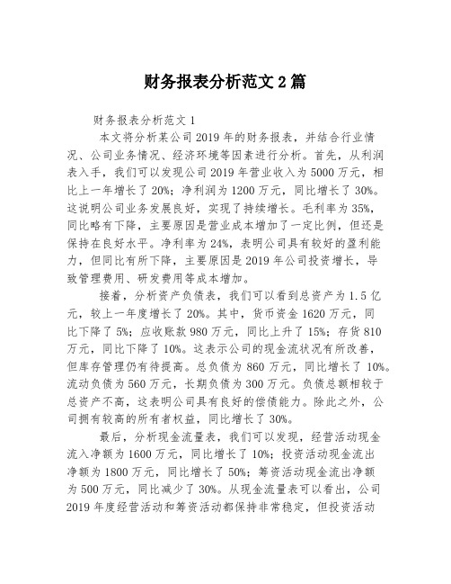 财务报表分析范文2篇