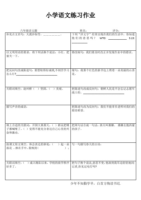 小学六年级语文拓展训练IV (11)