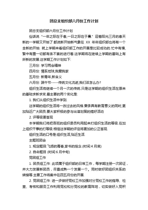 团总支组织部六月份工作计划