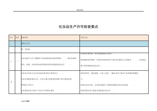 化妆品生产许可检查要点105条