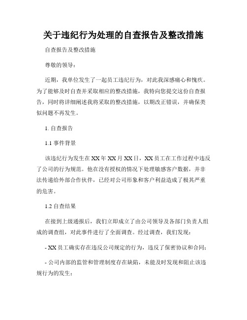 关于违纪行为处理的自查报告及整改措施