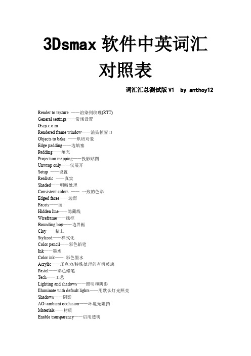 3Dsmax软件中英词汇对照表pdf