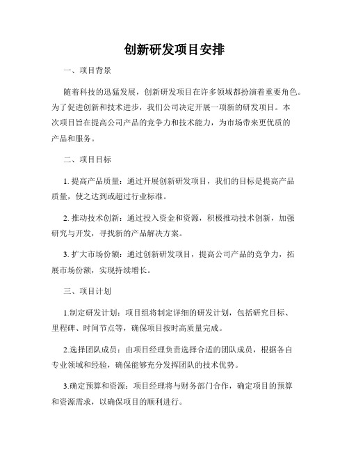 创新研发项目安排