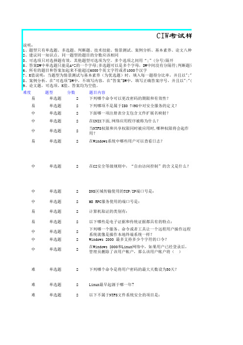 CIW题库 操作系统安全(第一套)