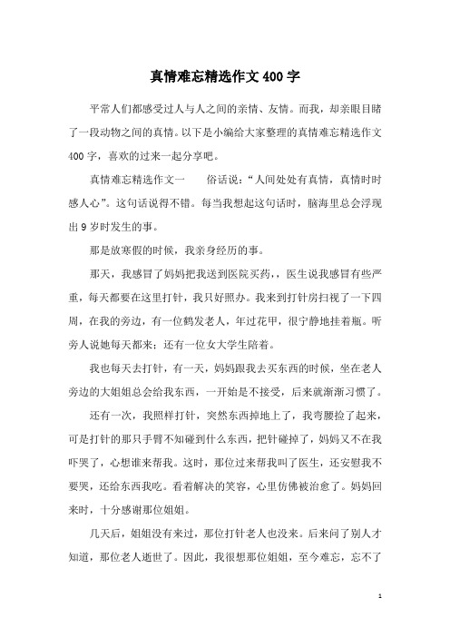 真情难忘精选作文400字