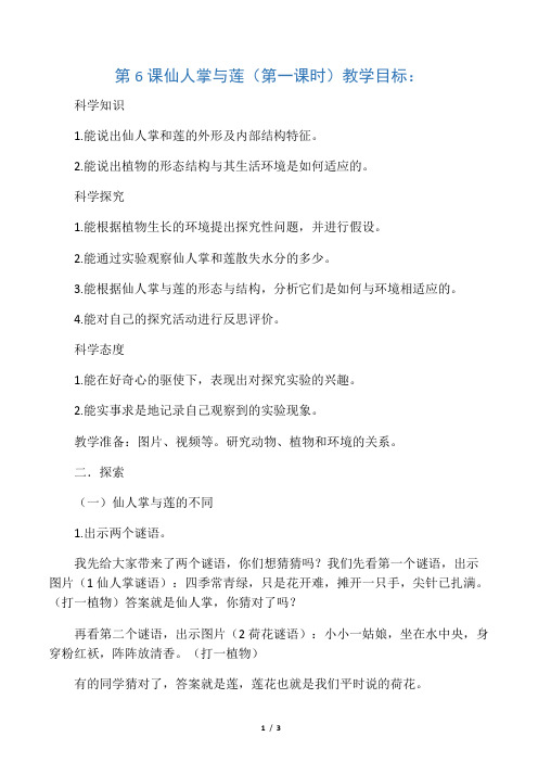 6.仙人掌与莲第一课时