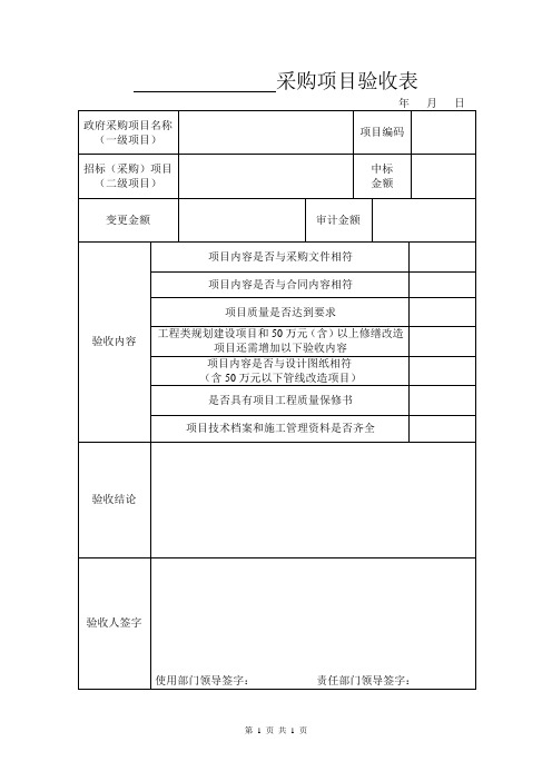 政府采购项目验收表