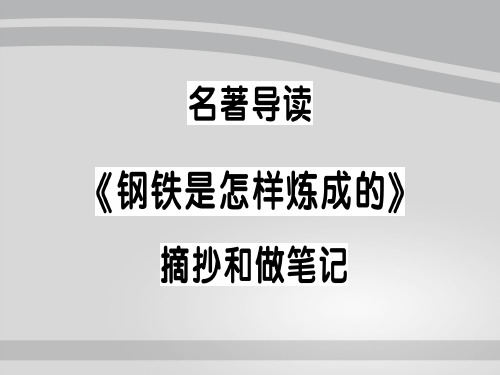 名著导读 《钢铁是怎样炼成的》 摘抄和做笔记