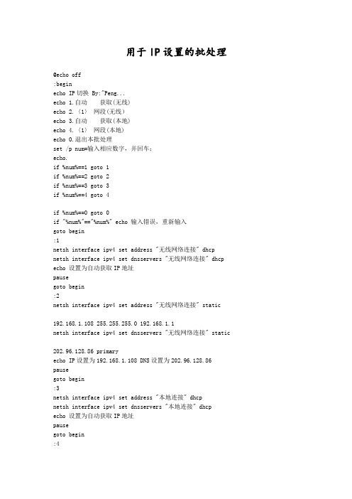 用于IP设置的批处理