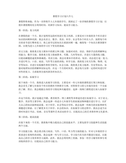 暑假学习计划六升七