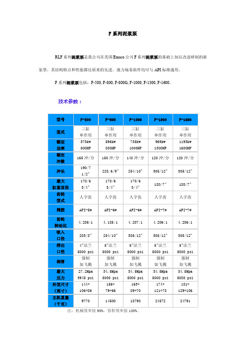 F系列泥浆泵