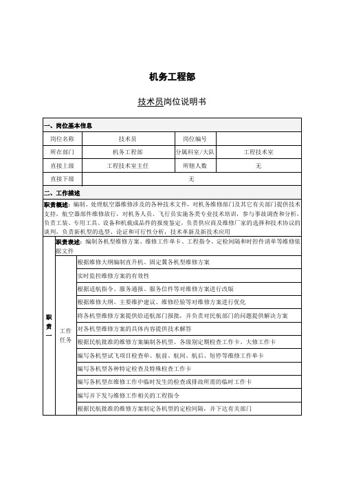 技术员岗位说明书.doc