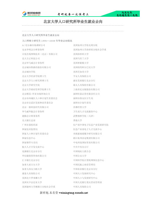 北京大学人口研究所毕业生新祥旭考研辅导就业去向